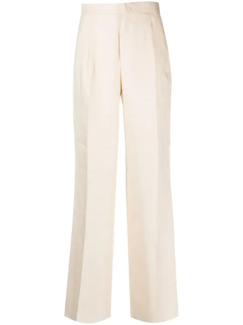 Pressed-crease linen trousers