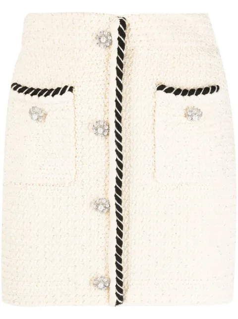 Braided-trim knitted skirt
